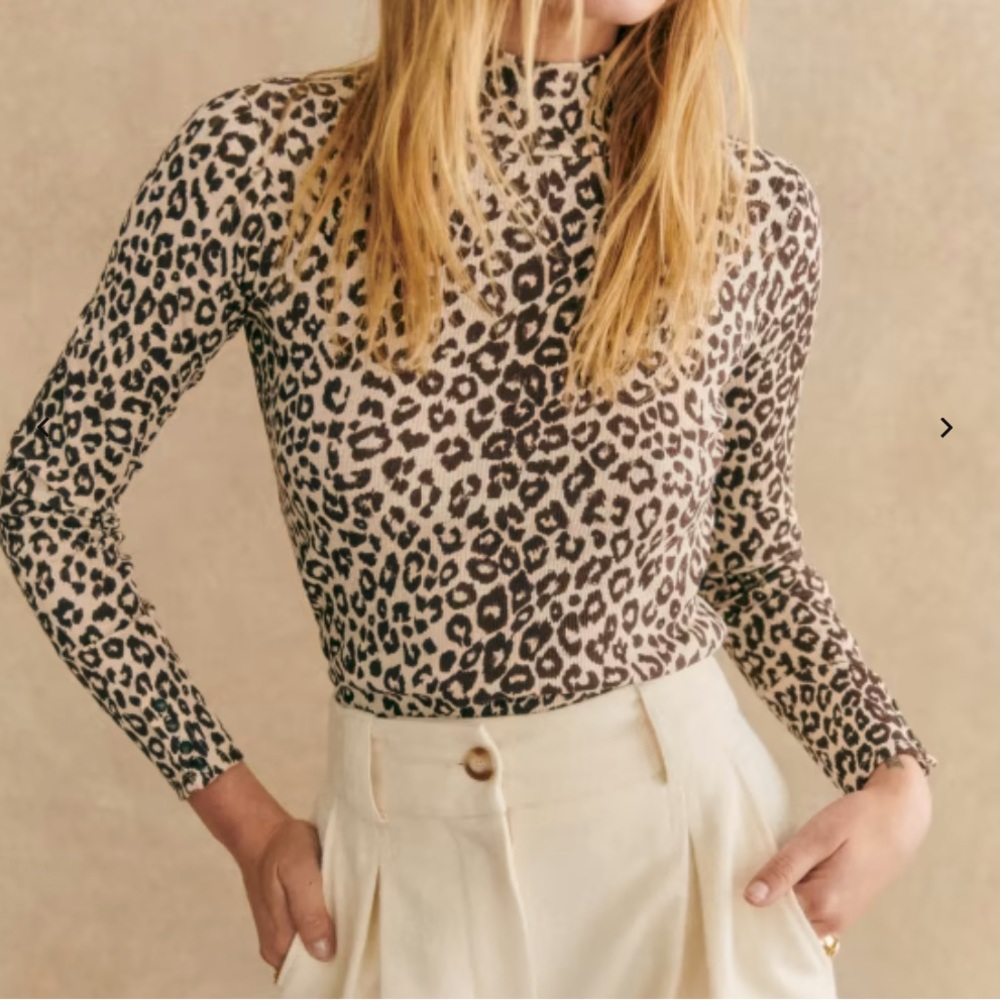 NWT Sezane Felix Jumper Leopard - Long Sleeve Turtleneck Size S